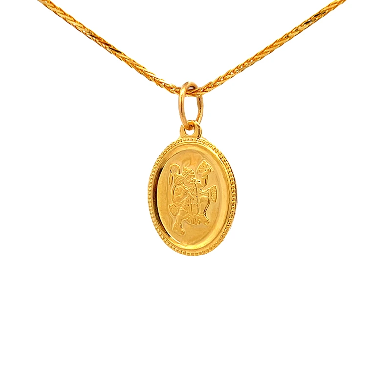 Oval  Hanuman Pendant in 22K Yellow Gold