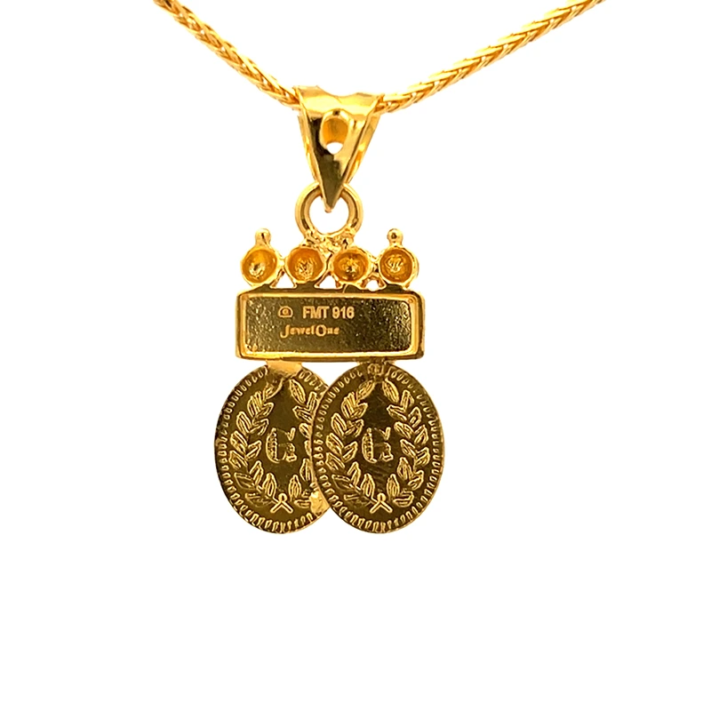 Goddess Laxmi Oval Coin Pendant 22K Yellow gold