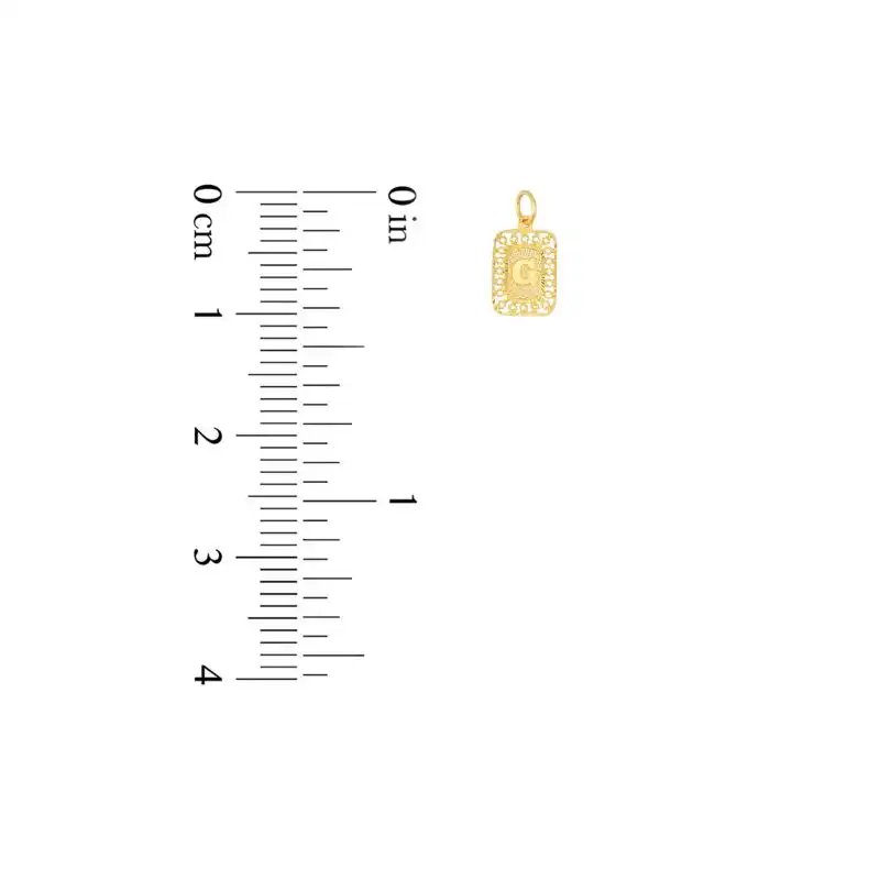 22K Yellow Gold Letter G Rounded Rectangular Cutout Pattern Pendant