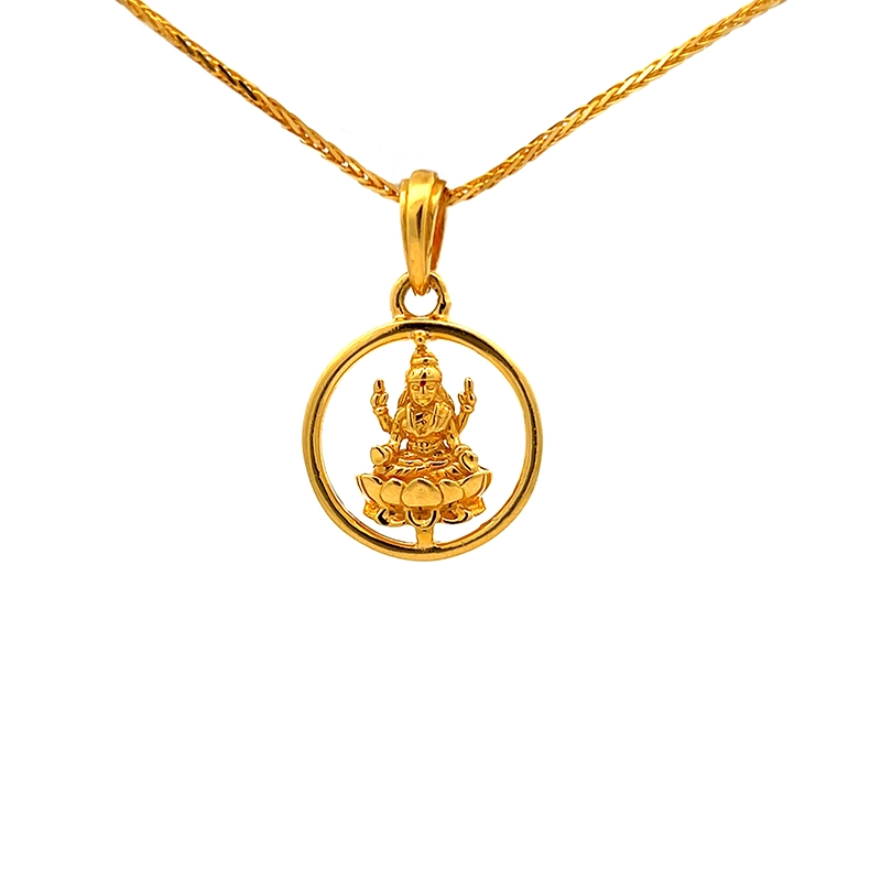 Goddess Laxmi  pendant 22K Yellow gold - Round