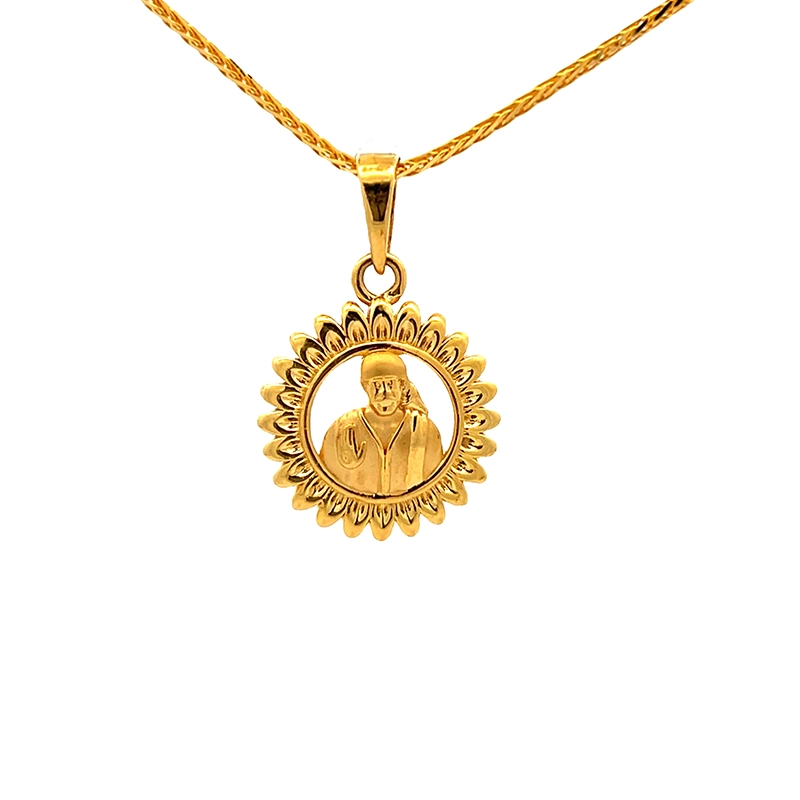 Sai Baba Pendant 22K Yellow Gold