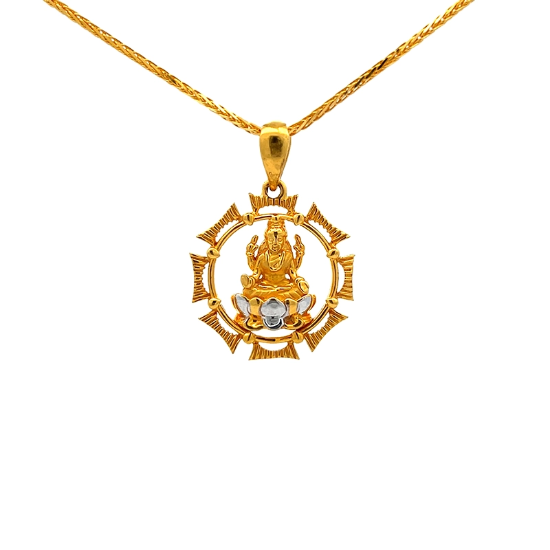 Goddess Laxmi  pendant 22K Yellow gold - Octagonal