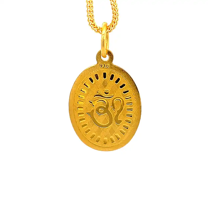 Guru Nanak and Om pendant in 22K Yellow Gold