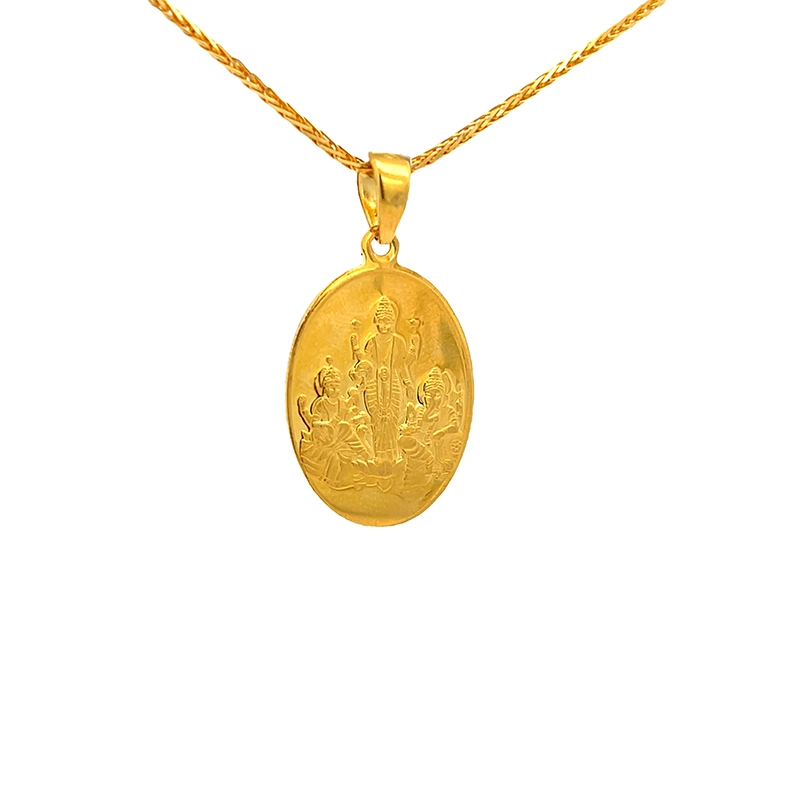 Ganesh Laxmi Saraswati Pendant 22K Yellow Gold