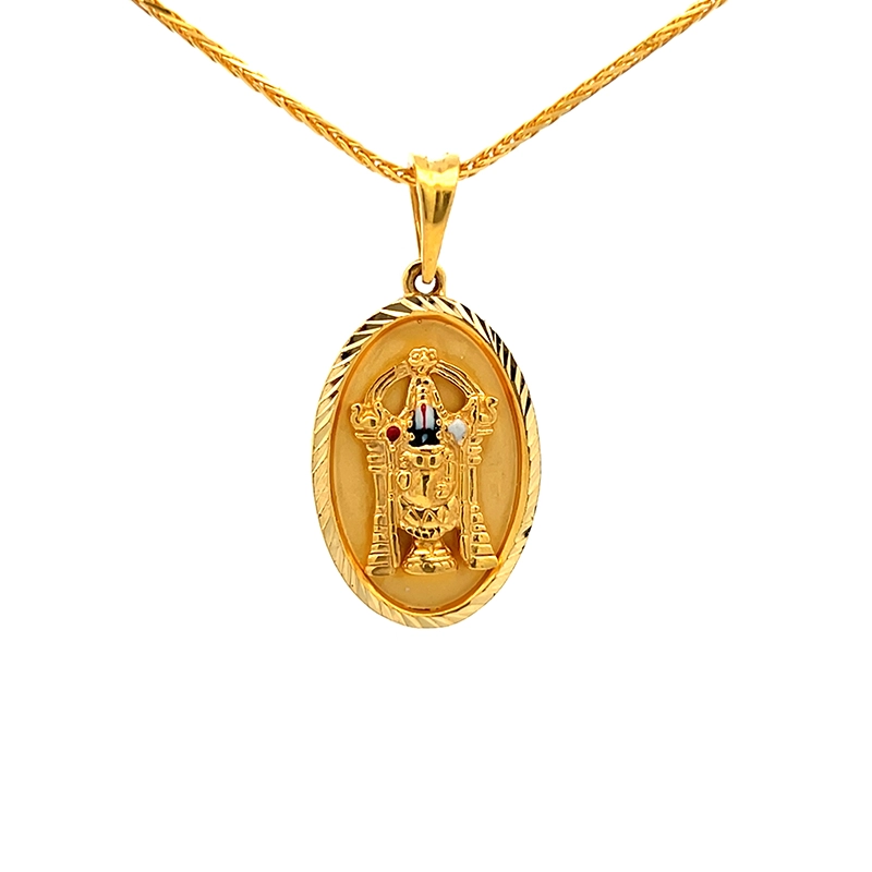 22k Yellow Gold Balaji Religious Oval Pendant