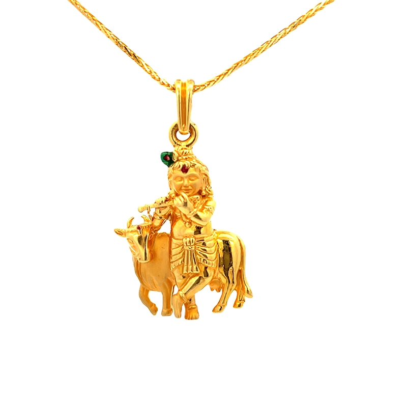 22K Gold Lord Krishna Pendant