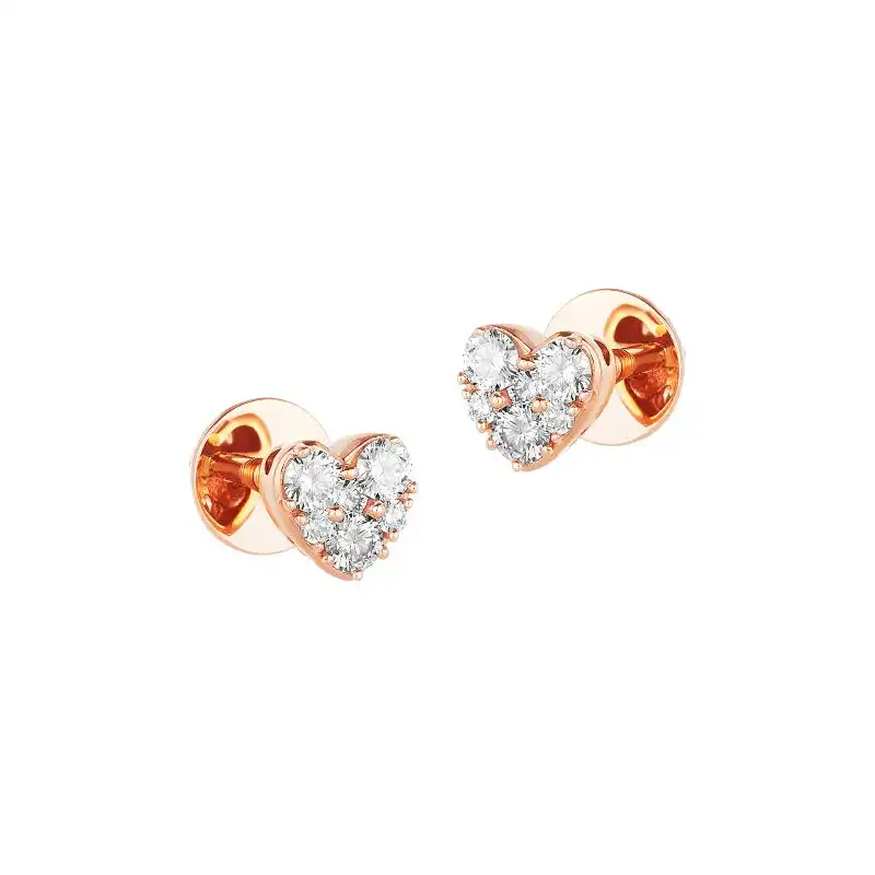 18K Rose Gold Diamond Pendant & Earrings Set with 18 Diamonds