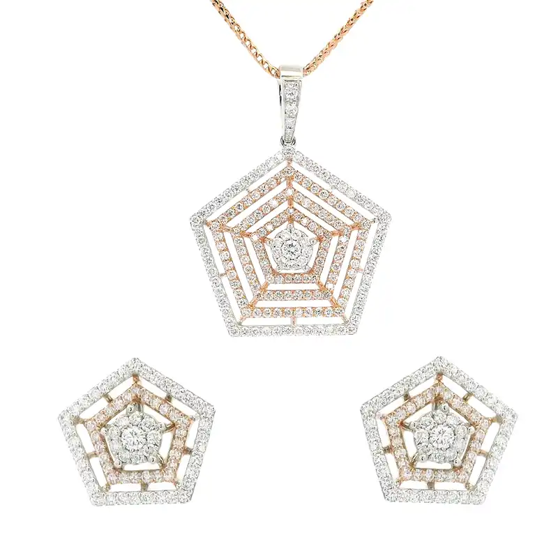 Geometric design Diamond Pendant Set