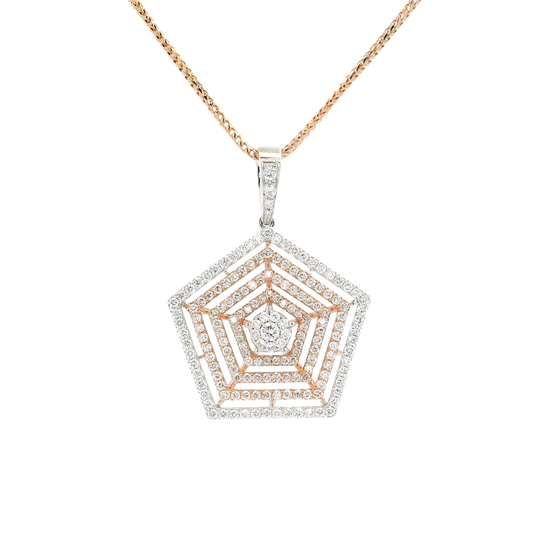 Geometric design Diamond Pendant Set