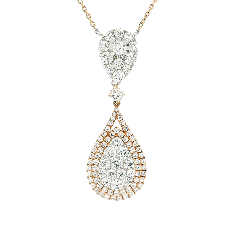 Gold Diamond Pendant Earrings Set