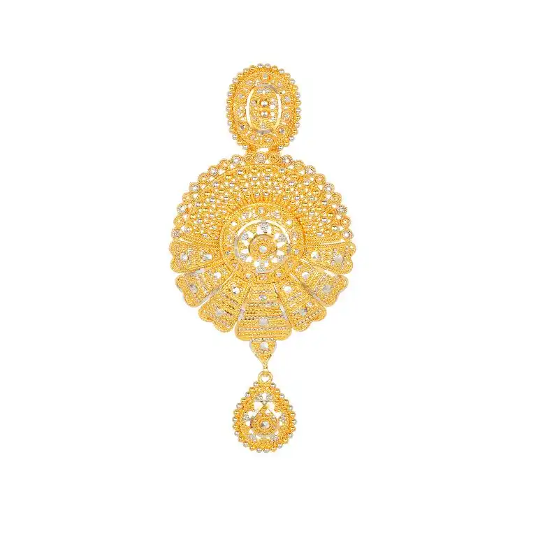 22K Gold Filigree Pendant And Earring Set