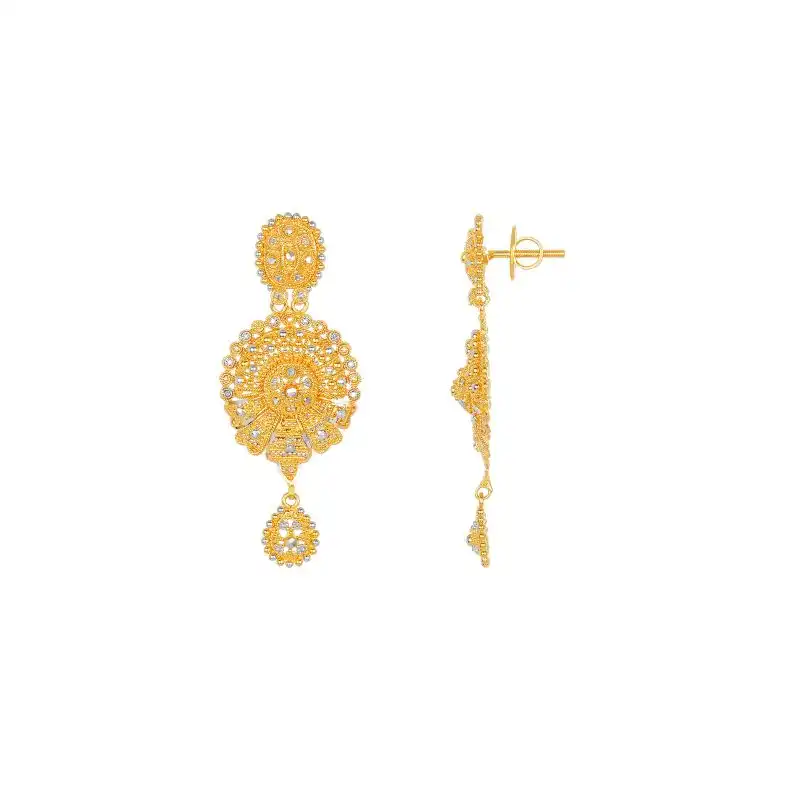 22K Gold Filigree Pendant And Earring Set