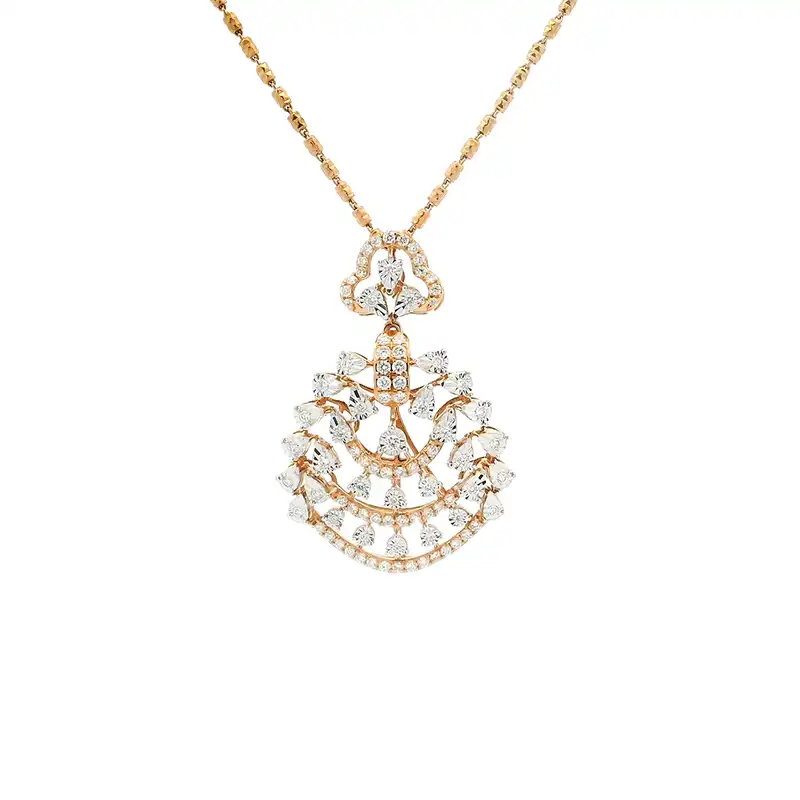 Gold Diamond Pendant Earrings Set