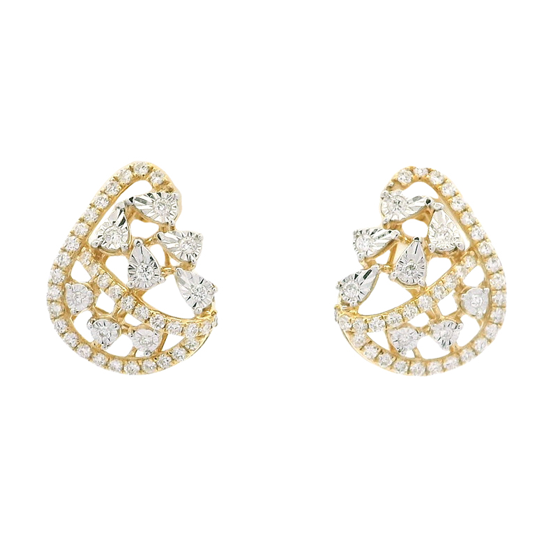 Gold Diamond Pendant Earrings Set