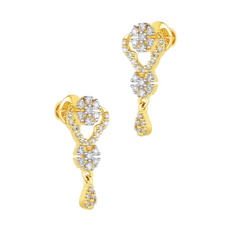 18K White and Yellow Gold Diamond Pendant & Earring set with 105 Diamonds
