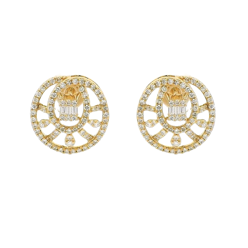 Gold Diamond Pendant Earrings Set