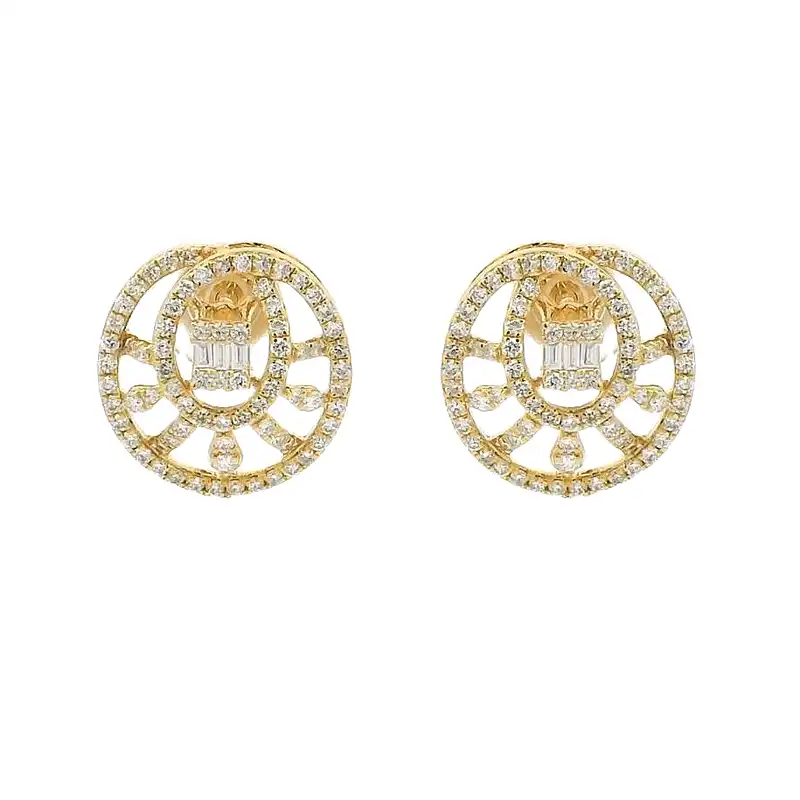 Gold Diamond Pendant Earrings Set