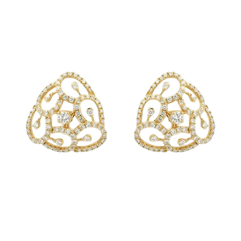 Gold Diamond Pendant Earrings Set