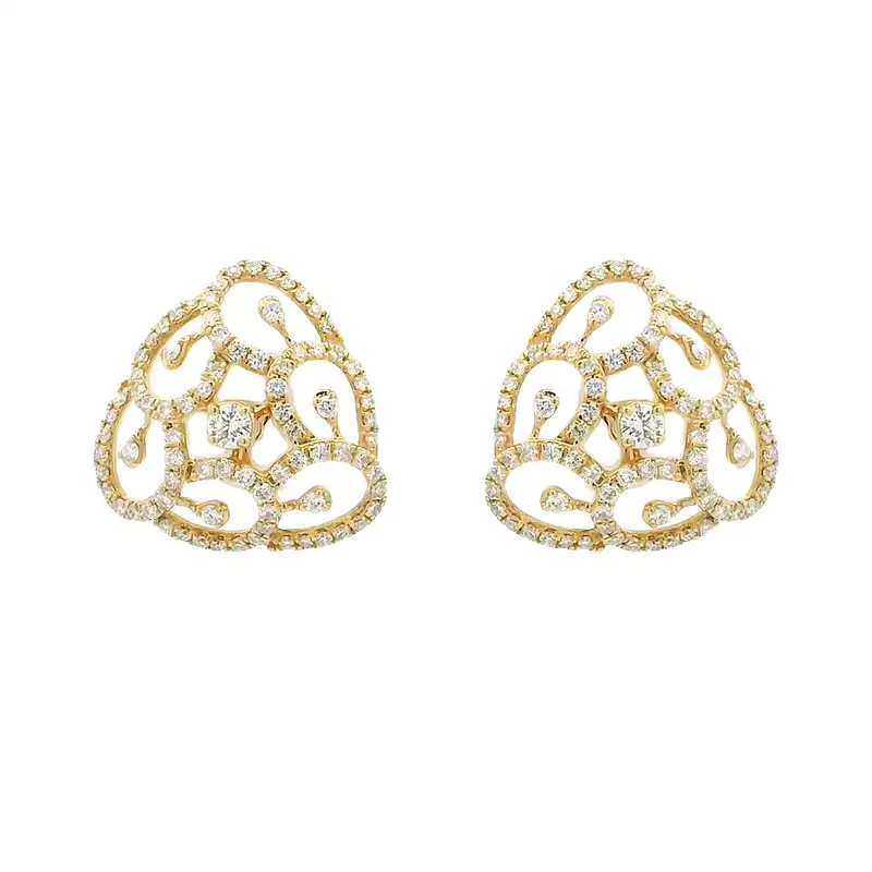 Gold Diamond Pendant Earrings Set