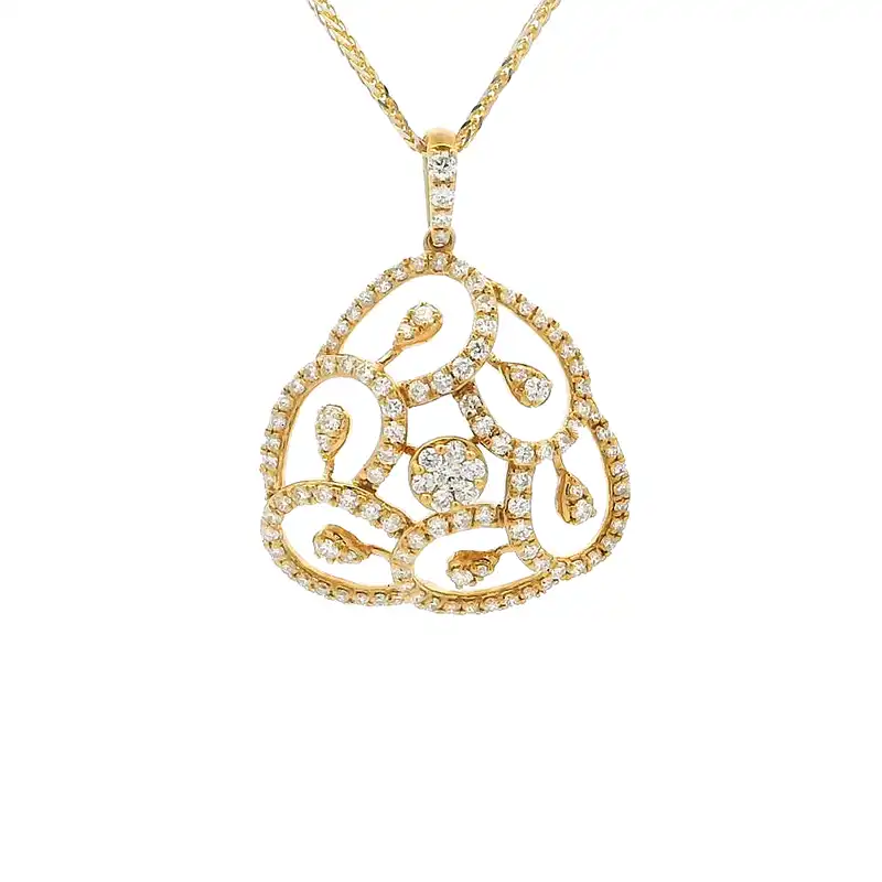 Gold Diamond Pendant Earrings Set