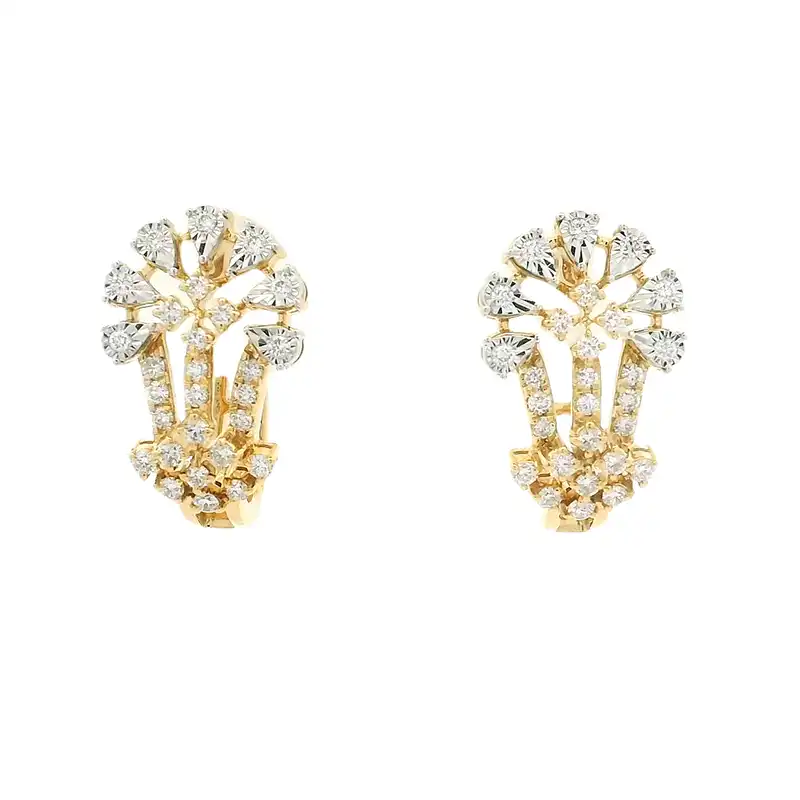 Gold Diamond Pendant Earrings Set