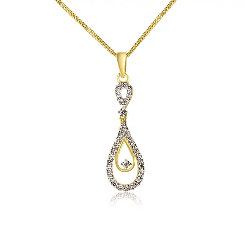 Drop shaped Diamond Pendant Set