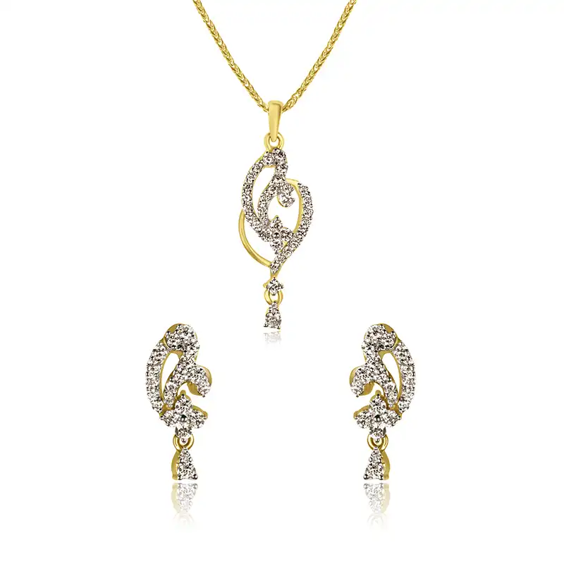 Set of Diamond Pendant and Earrings