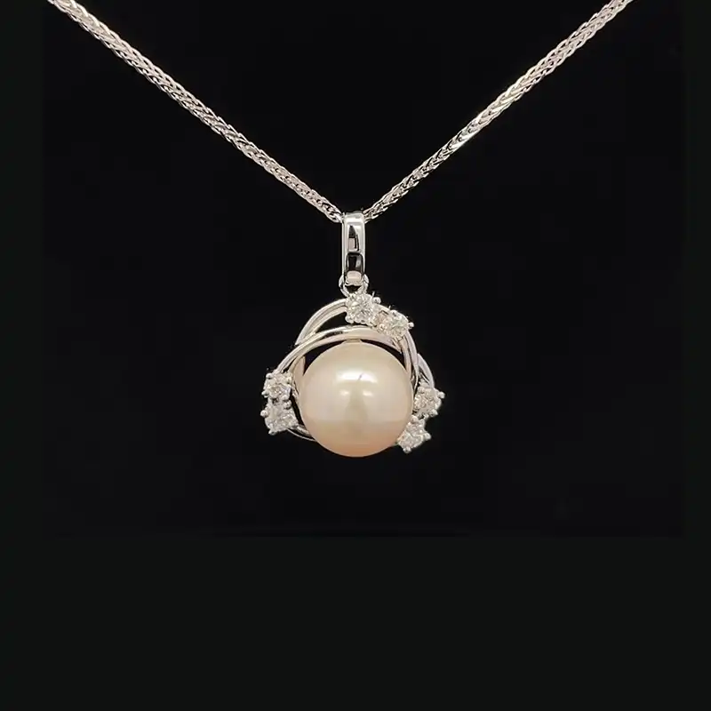 Harmonious Balance - Pearl Diamond Pendant Set