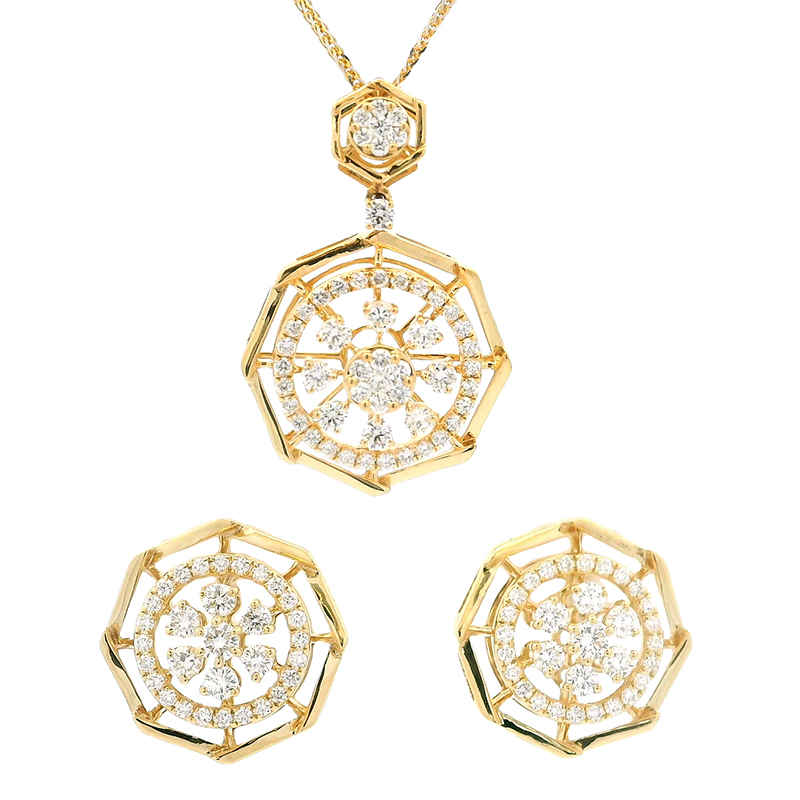 Geometric design Diamond Pendant Set