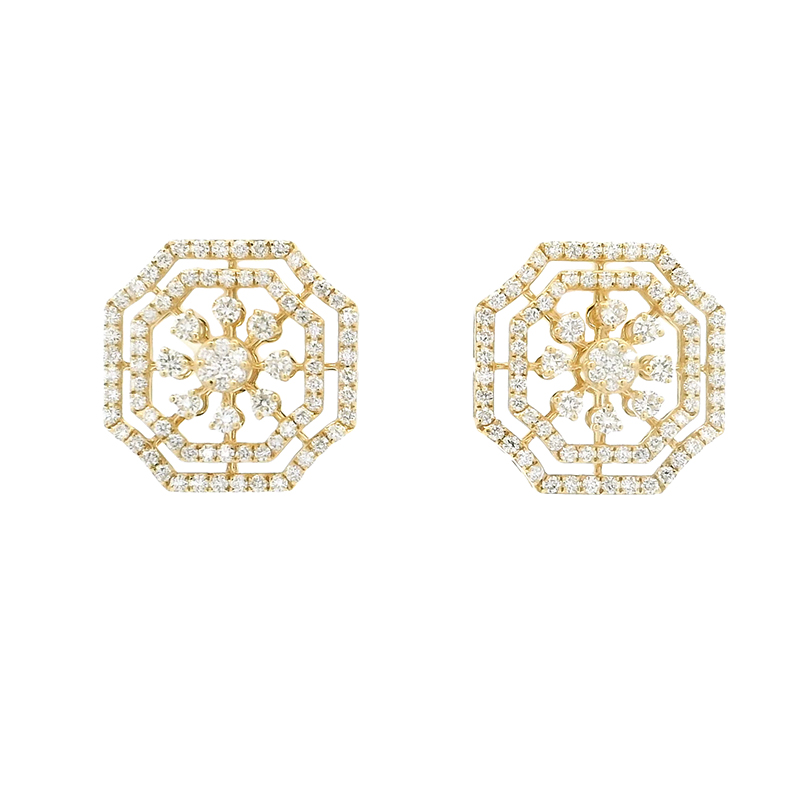 Gold Diamond Pendant Earrings Set