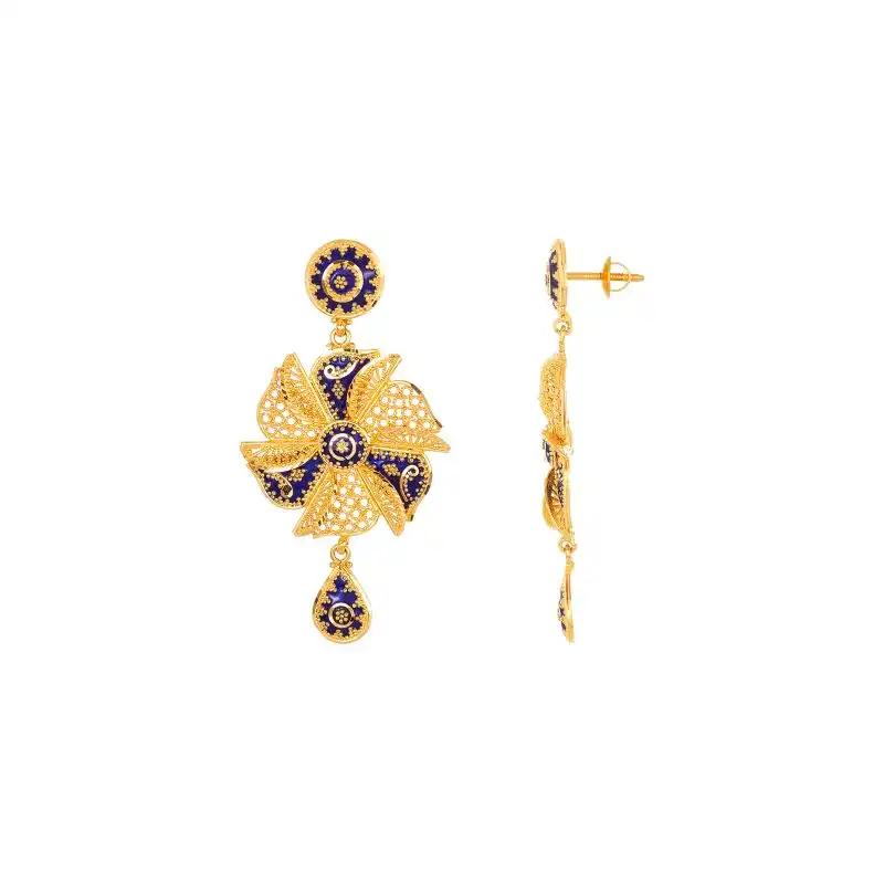 22K Two-Toned Pinwheel Pendant and Earring Set