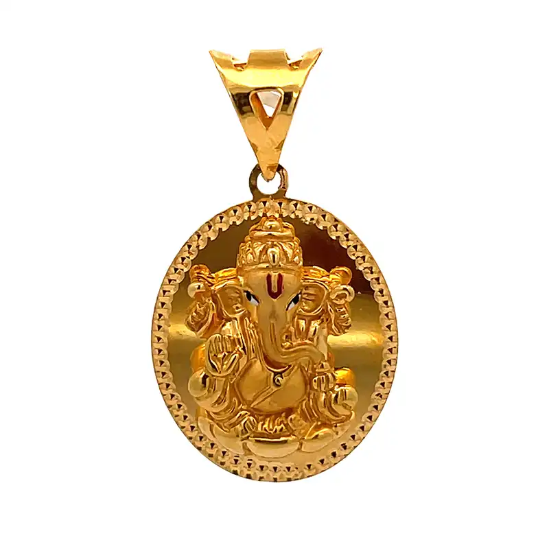 22K Lord Ganesh Gold Pendant