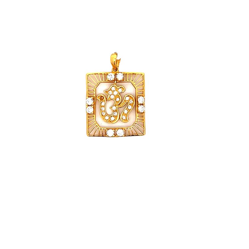 Om Pendant 22K Gold with CZ