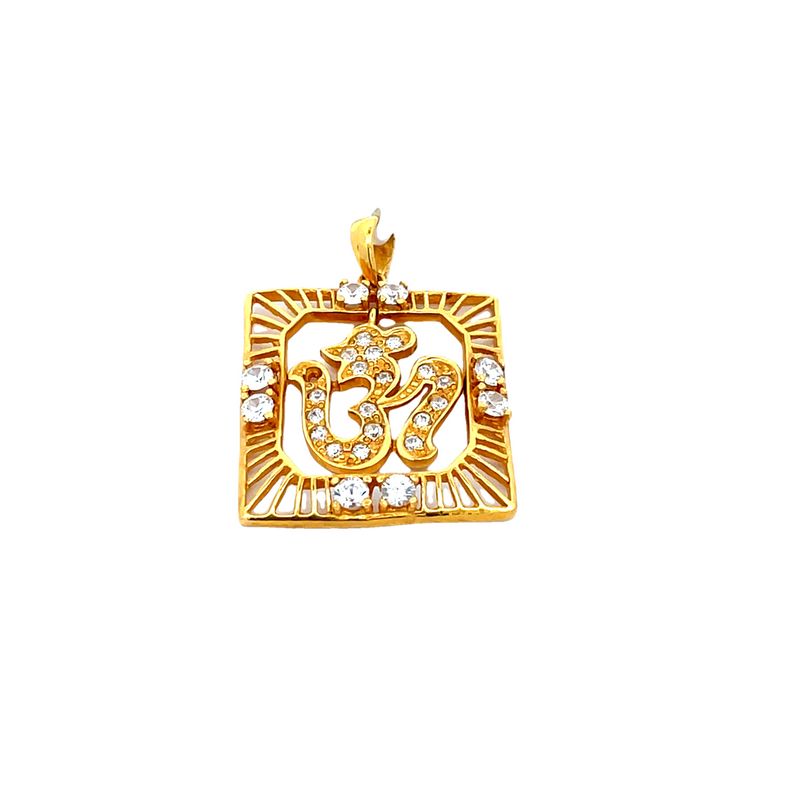 Om Pendant 22K Gold with CZ