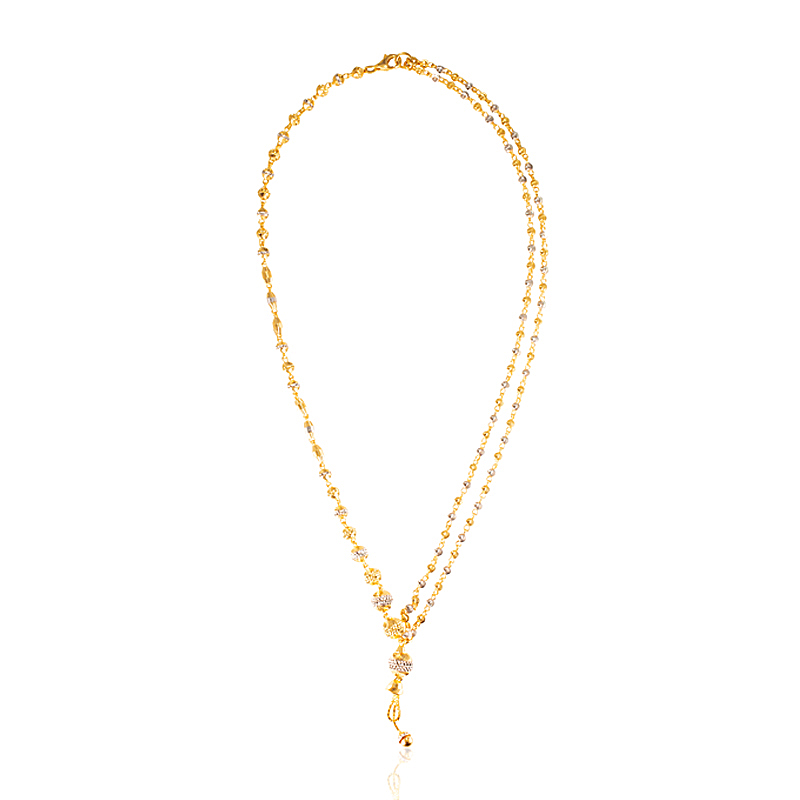 22K Long Chain With Fancy Balls - AjCh67538 - US$ 3,209 - 22K Long Chain  With Fancy Balls. Entire chain is designed small gold beads in strand of  four joined