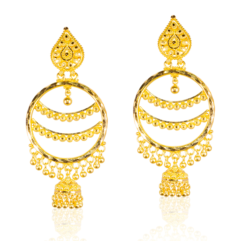Captivating Jhumka style gold hoops - ER-1585