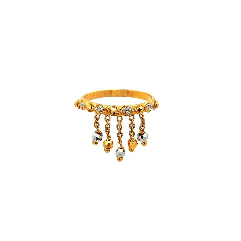 Elegant Gold Ring with Dazzling Charms - Size 6.75