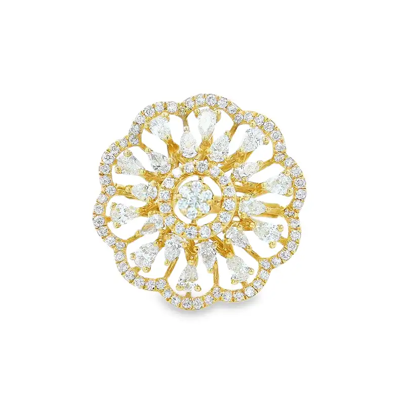 Floral Yellow Gold diamond Ring