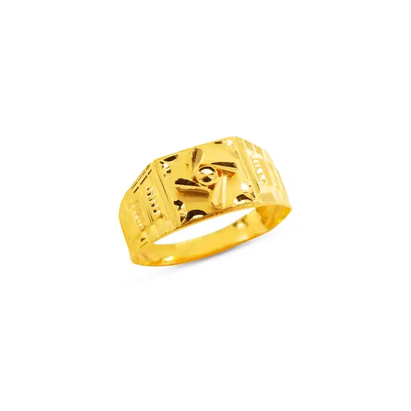 Patterned Men's Ring in 22K Yellow Gold