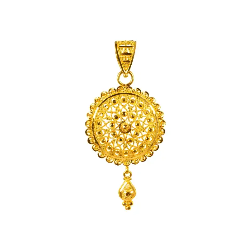 Floral Geometry Pendant Set in 22K Gold