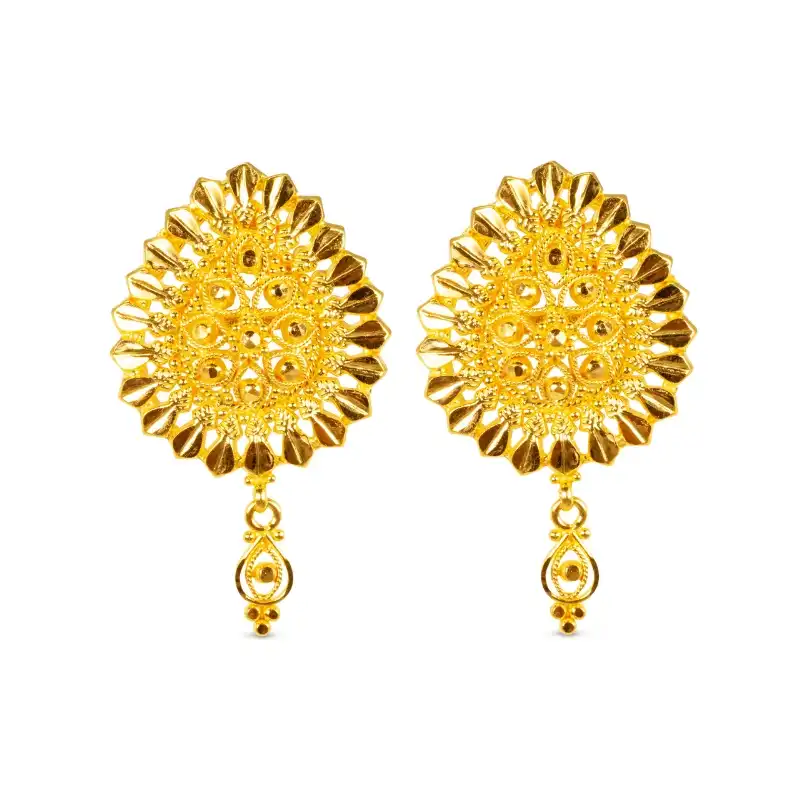 Pear shaped 22K Yellow Gold Pendant Earrings Set