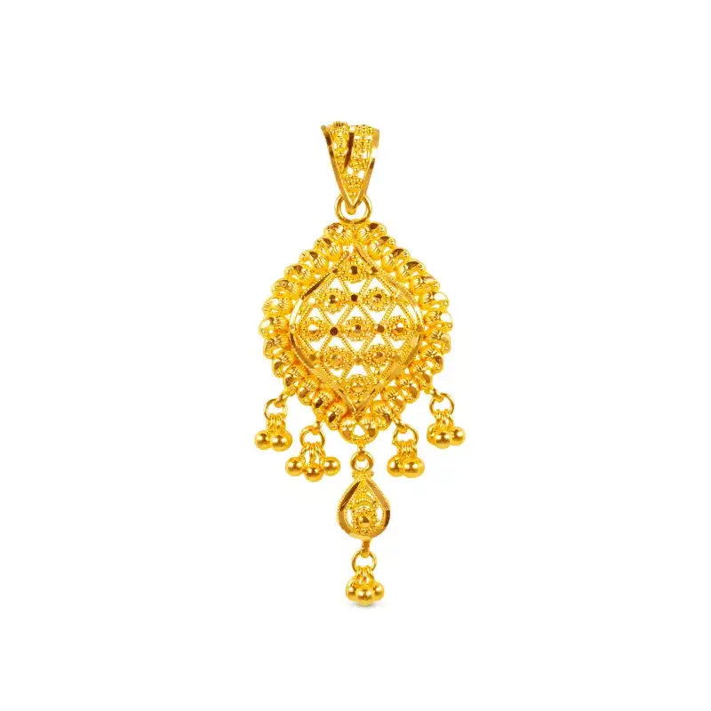 Fancy Rhombus shaped Gold Pendant Set