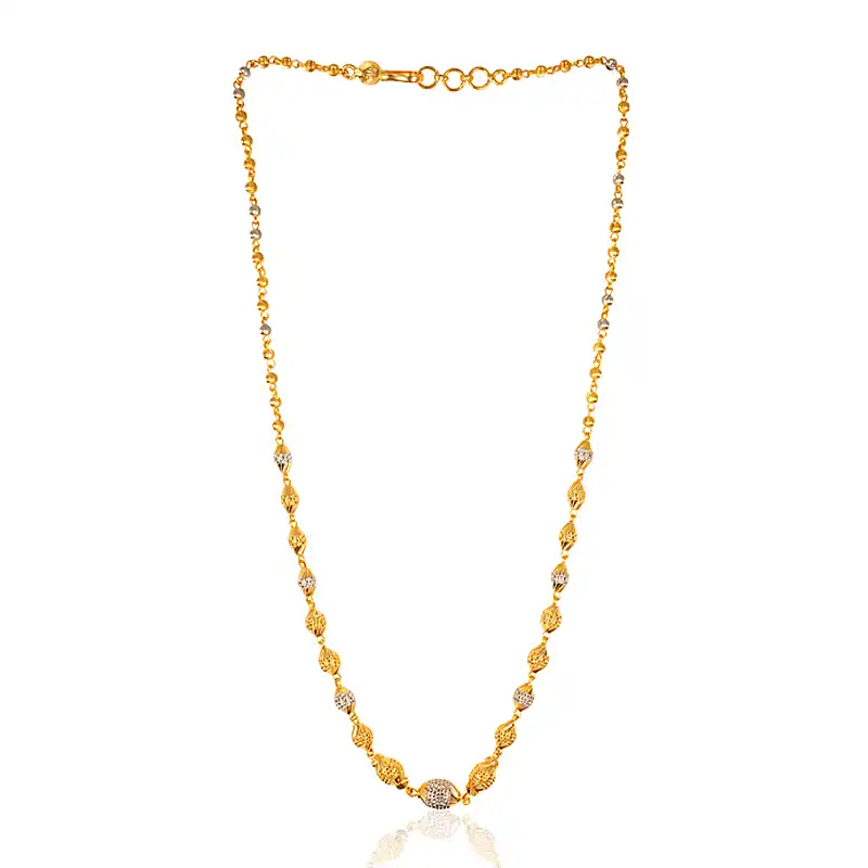 22K Gold Chain with oval beads 16