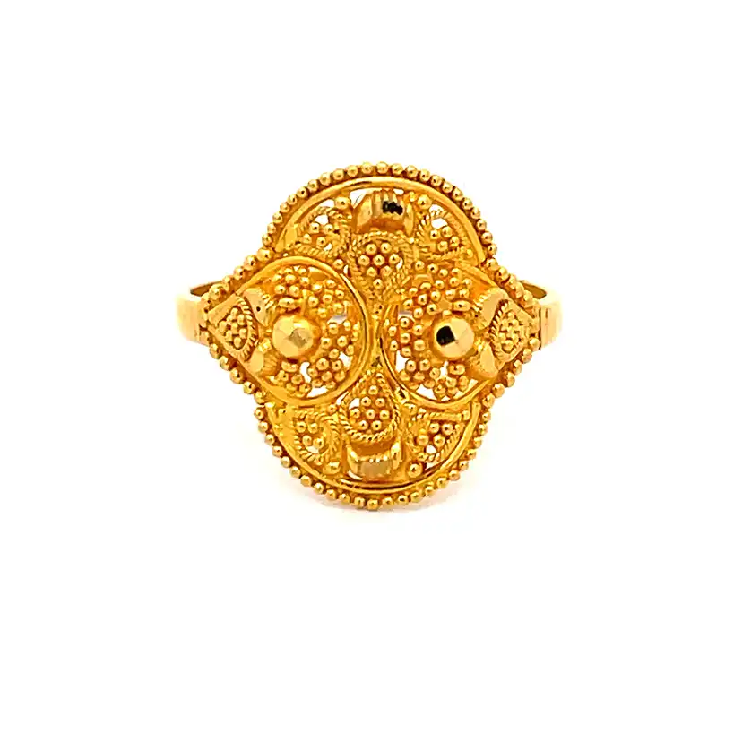 Intricate Yellow Gold Ring - 22K - size 6.0