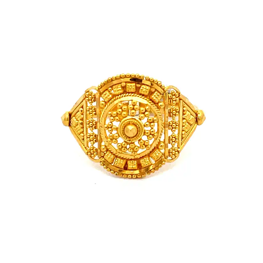 Stunning Circular Design 22K Gold Ring - size 7.75