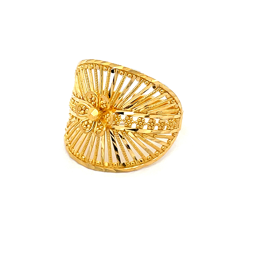 Radiant Floral Gold Ring - 22K - size 7.25