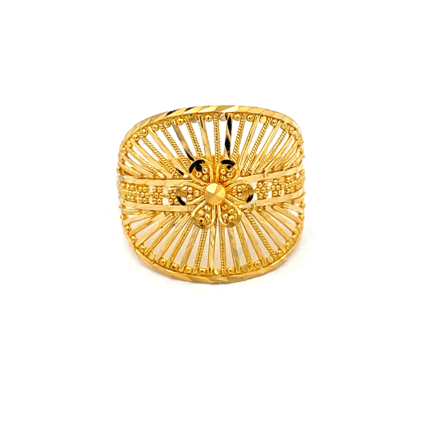 Radiant Floral Gold Ring - 22K - size 7.25