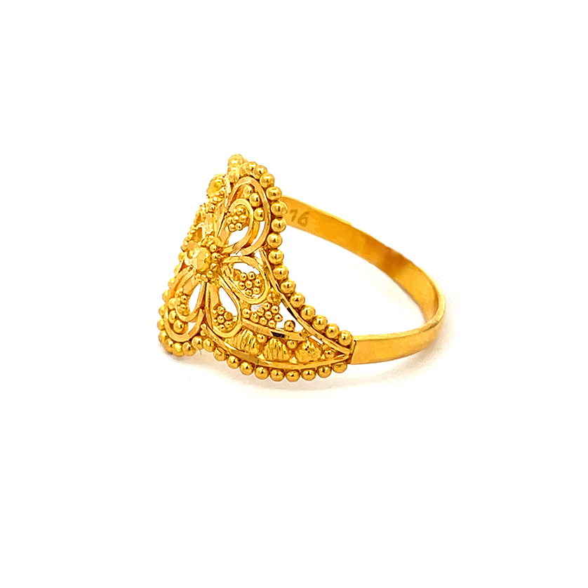 Exquisite Floral Gold Ring - 22K - size 7.25