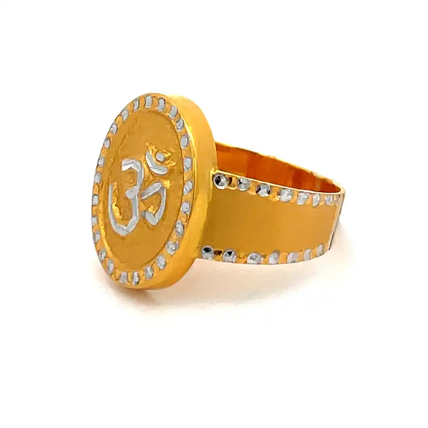 OM Two tone Gold Ring - 22K - size 6.0