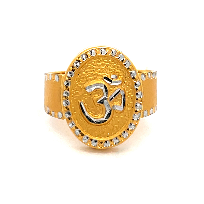 OM Two tone Gold Ring - 22K - size 6.0